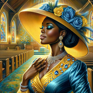 A spiritually enriching illustration portrays an African America...
