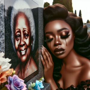 A beautiful light-skinnedb African-American woman with long wavy...