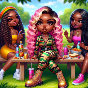 Compose a 300dpi digital painting, capture a lively back-to-scho...