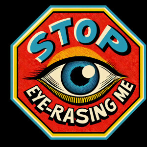 Design a stop sign with an eye and the words 'Stop eye-rassing m...