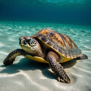 green sea turtle with shell on bottom and top