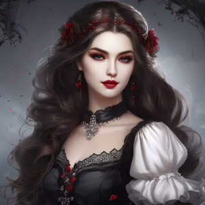 Beautiful lady vampire, elegant and sweet, innocent look but dan...