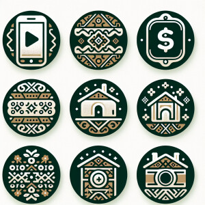 round covers for those highlights on Instagram. in green and bei...