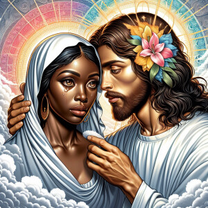 Ensure that the image distinctly represents both Jesus Christ an...