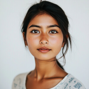 Portrait of a 21-year-old Nepali woman with a clear complexion a...