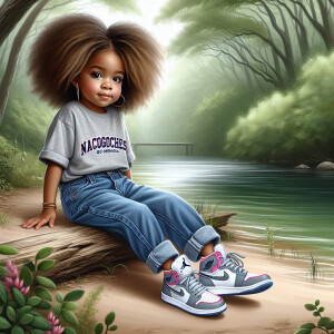 Design a digital art piece depicting a three-year-old African Am...