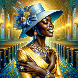 A spiritually enriching illustration portrays an African America...