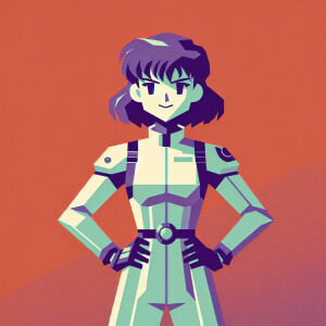 1990s anime screencap, girl a plugsuit, standing with hands on h...
