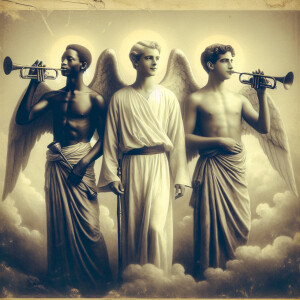 3 men Angels has trumpets
