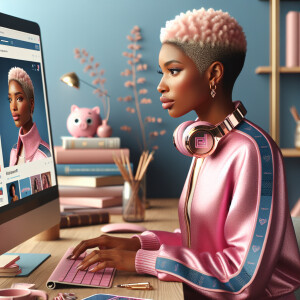 A beautiful light skin African American woman with with a pink j...