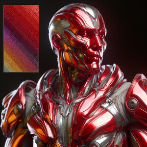 Ironman wearing armor with red liquid static paint, 8k resolutio...