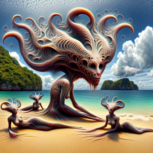 create an analogue hyperrealistic macro photo of several fantast...