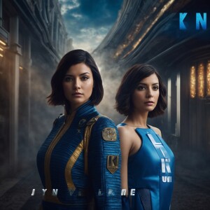 Create an image of two women accompanying the Kentucky Wildcats....