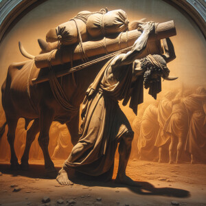 Prophet Jeremiah pictorial expression on Jeremiah 27 with an oxe...