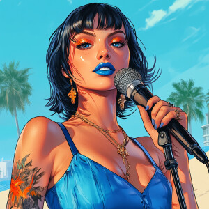 Design a 4K resolution anime-style illustration for Grand Theft...