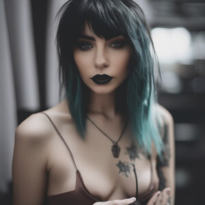 Polaroid photo of sexy emo girl with nipples for erotic photosho...