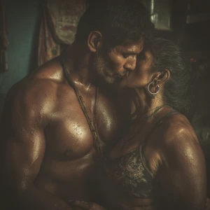 Realism photo painting.a muscular sweaty indian employer man ca...