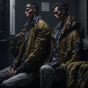 Tan frat bros cuddling in dorm