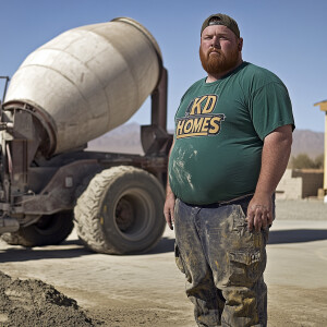 Curtis Kowe a 38 year old concrete pumper operator, standing nex...