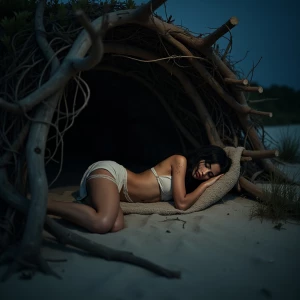 Dahlia’s Makeshift Shelter (Cagarras Island Realism)
Close up of...