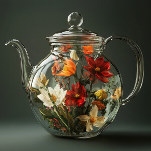 设计一款玻璃茶壶和养生花茶