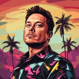 Elon Musk in GTA art style, , in the style of a Grand Theft Aut...