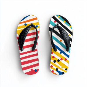 Design a pair of flip-flops, one with stripes and the other with...