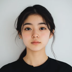 A 22-year-old Japanese woman with a clean, unadorned face and a...