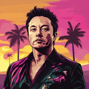 Elon Musk in GTA art style, , in the style of a Grand Theft Aut...