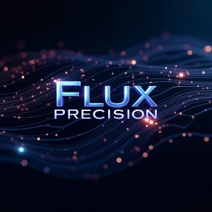 Create a cover design for 'Flux Precision' that embodies futuris...