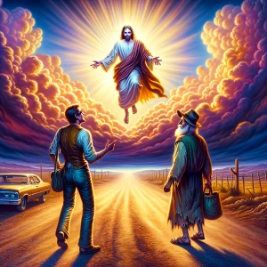 2 bad people on the road and Jesus comes down from heaven and ta...