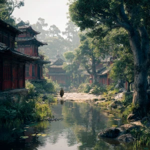 make an image a dreamy village in asia
