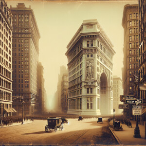 The World War I Victory Arch and Flatiron Building of New York C...