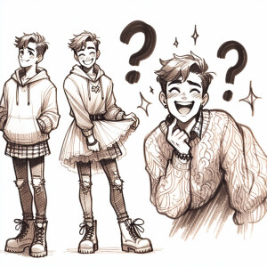 a feminine boy, girly boy, cute boy, girly outfit