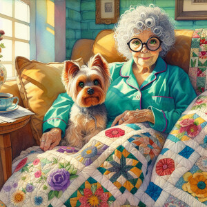 water color colored pencil style caricature image of a cute york...