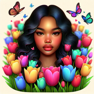 3D face of a light skin african-American beautiful woman with br...
