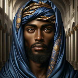A hyper-realistic image of an African-American Jesus Christ, ser...