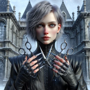 Create a portrait of Edward Scissorhands, the iconic character w...