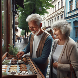 Grandparents are buying cookies the road to buying cookies