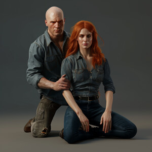 A photorealistic high resolution image. Light ginger haired fema...