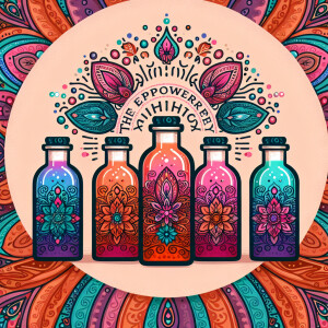 A colorful logo boho hippie style the business name is The Empow...