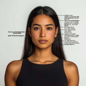 "Create an image of a cute 22-year-old Salvadoran woman with a c...