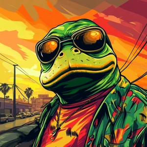 MEME PEPE in GTA art style — — in the style of a Grand Theft Au...
