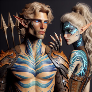 A tall elven man with a soft and angelic but masculine face, elf...