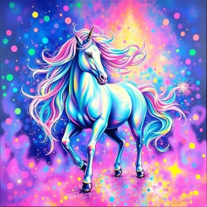 A dazzling holographic display dances with vibrant colors, shift...