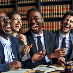 Abogados riendo a carcajadas