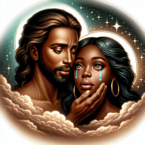 Ensure that the image distinctly represents both Jesus Christ an...