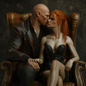 A photorealistic high resolution image. Light ginger haired fema...
