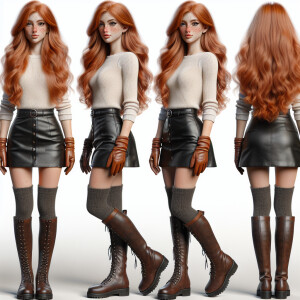 Photorealistic image. Beautiful long ginger haired, pale skin, f...