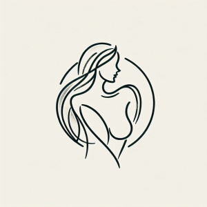 Line art woman body, thin delicate lines